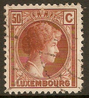 Luxembourg 1926 50c Red-brown. SG250.